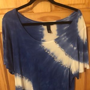 Tie dyed summer blouse with silver embellishment